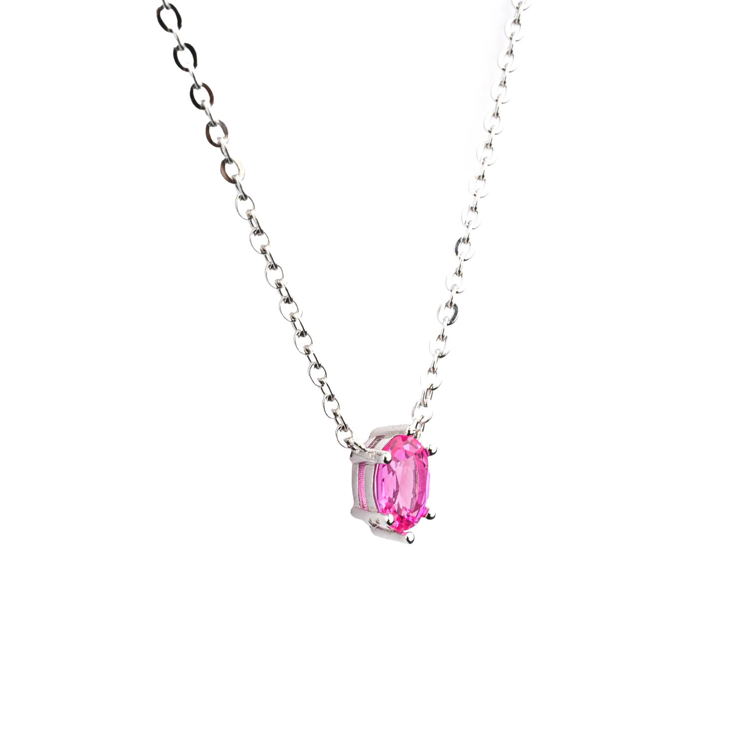 Pembe Safir Gold gümüş kolye 12-2
