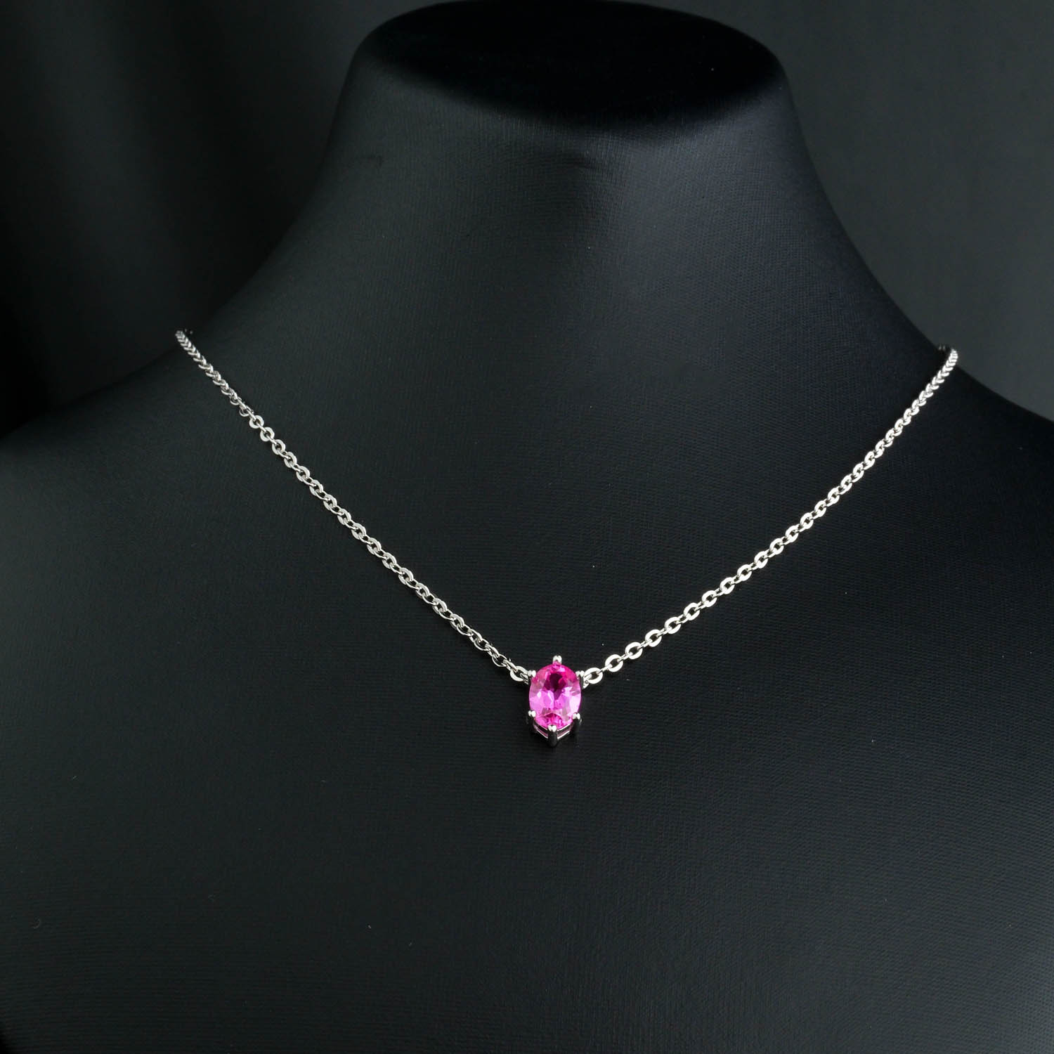 Pembe Safir Gold gümüş kolye 12-3
