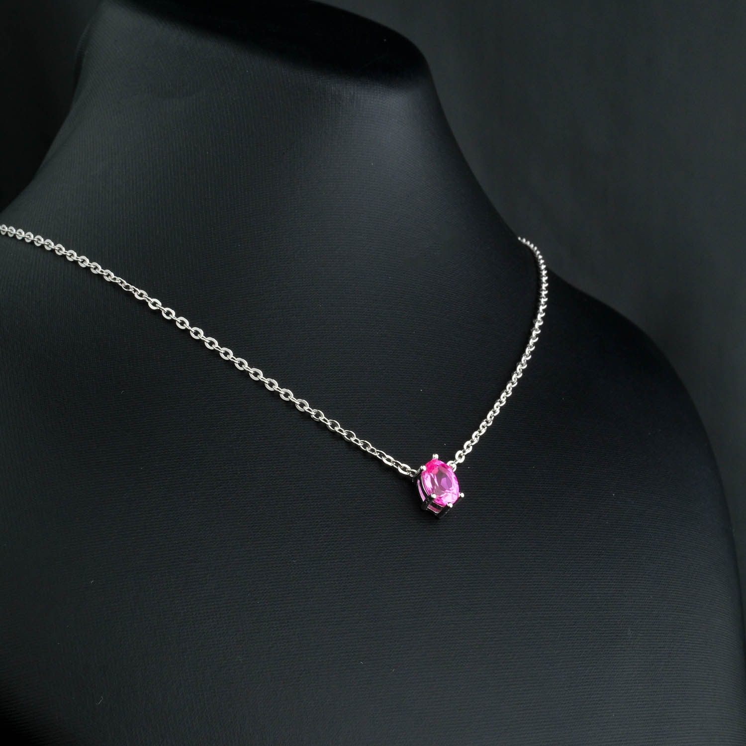 Pembe Safir Gold gümüş kolye 12-4