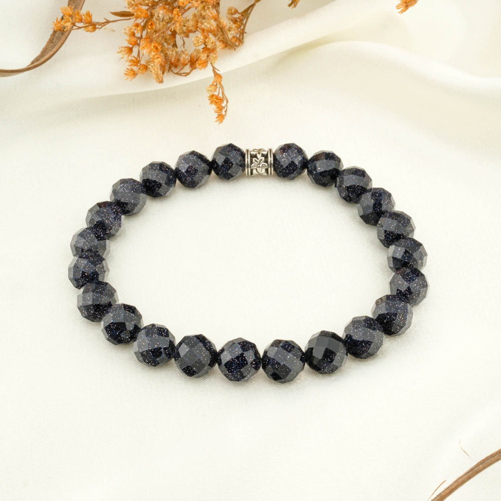 Lacivert Yıldız Doğal Taş Faset Kesim Bileklik (8mm)