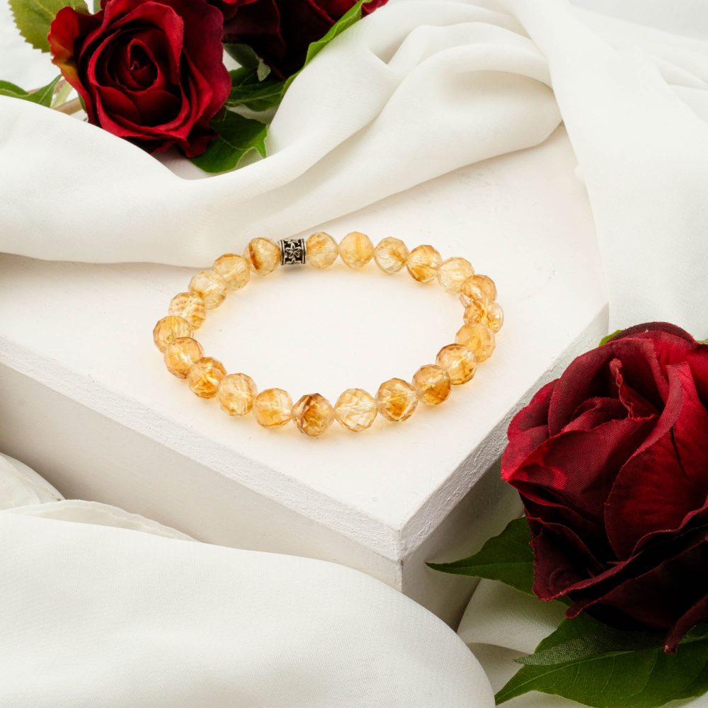 5A+ Kalite Sitrin Doğal Taş Faset Kesim Bileklik (8mm)