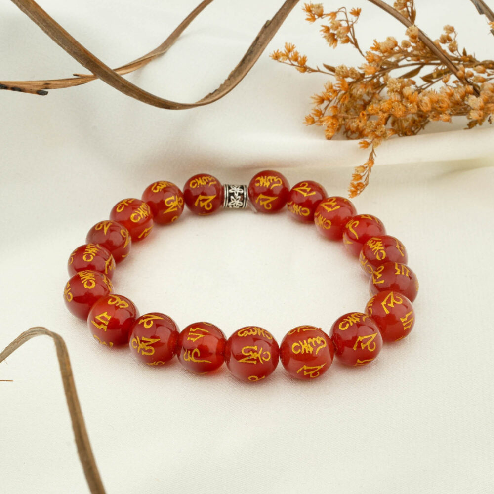 Kırmızı Akik Doğal Taş Feng Shui Şans Bileklik (10mm)