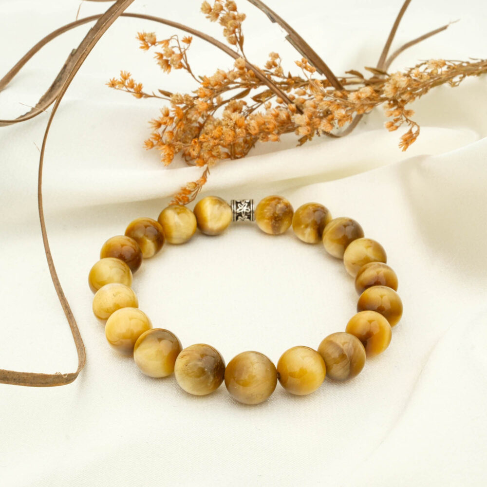 Sarı Kaplangözü Doğal Taş Bileklik (10mm)