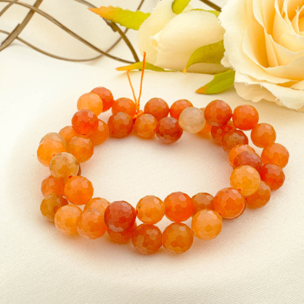 Turuncu Aventurin Doğal Taş Faset Kesim Dizi (8mm)