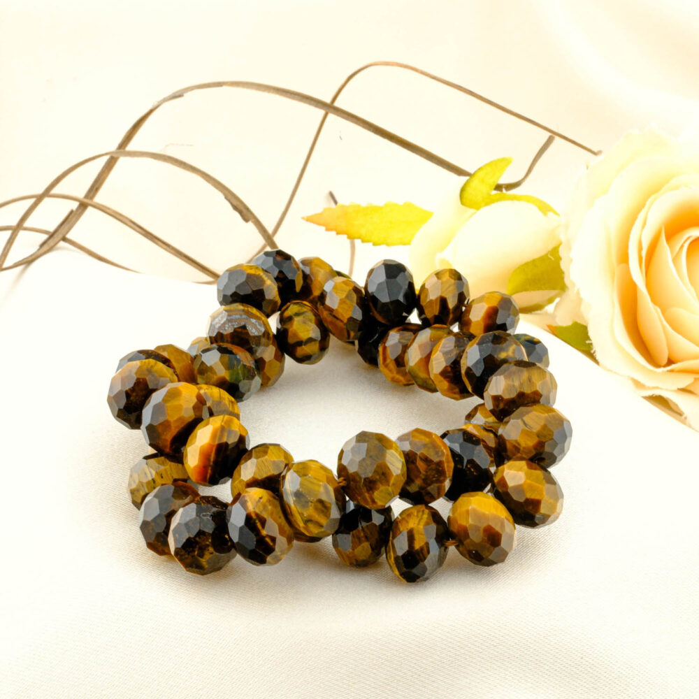 2A+Kalite Kaplangözü Taşı Rondel Faset Kesim Dizi (12mm)