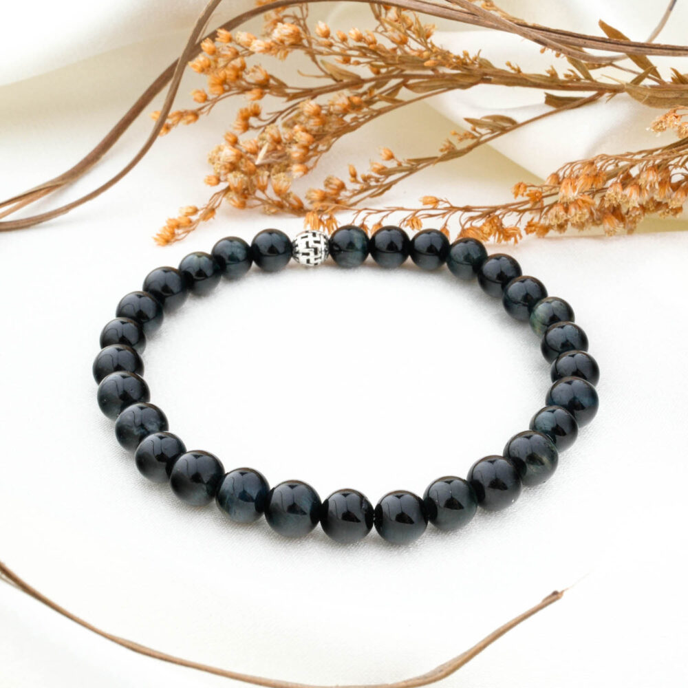 Koyu Mavi Kaplangözü Doğal Taş Bileklik (6mm)