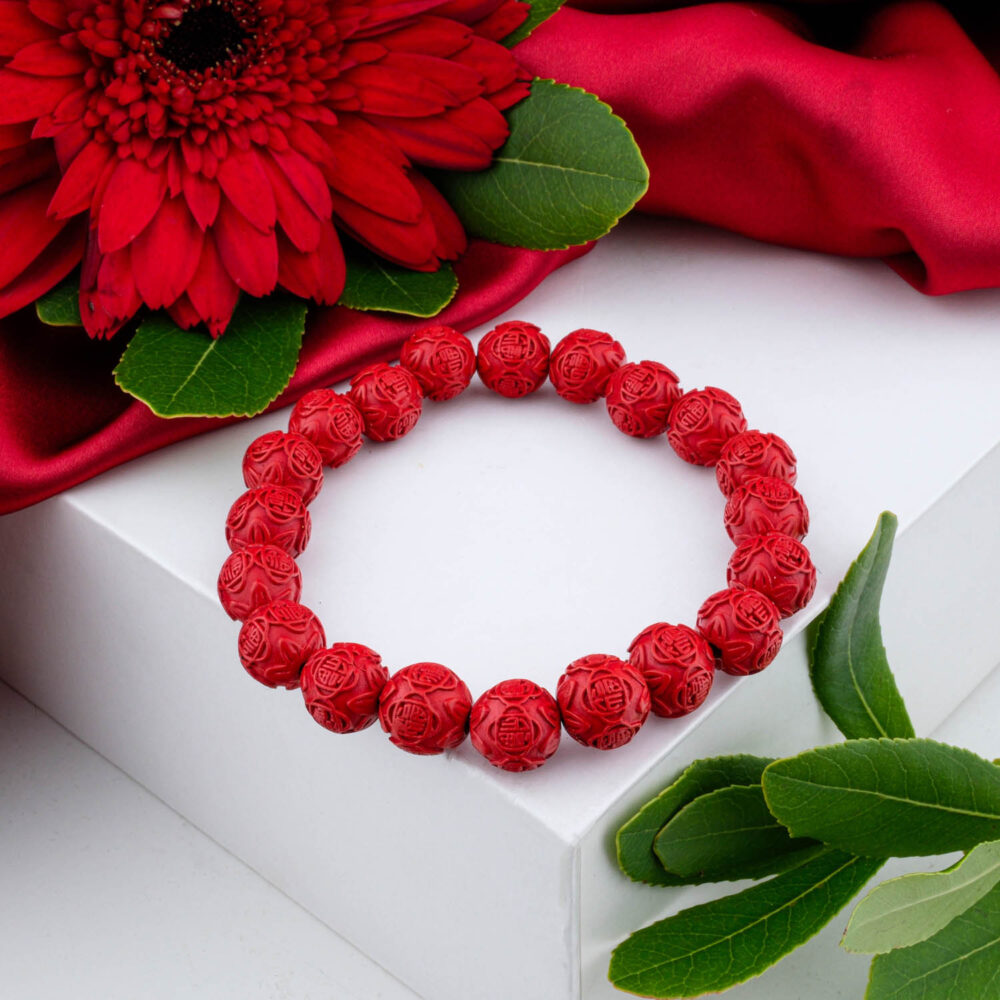 4A+Kalite Cinnabar-(Zinober) Taşı Özel Bileklik (10mm)