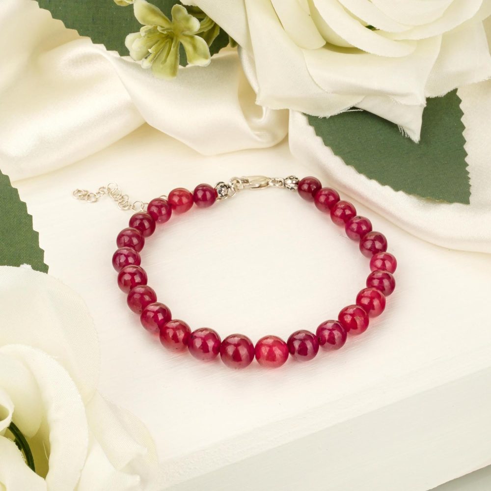 7A+ Kalite Özel VİP Yakut Taşı 925 Ayar Gümüş Tasarımlı Bileklik