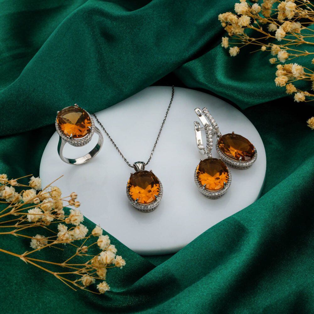 Zültanit Taşlı 925 Ayar Gümüş Bayan Set