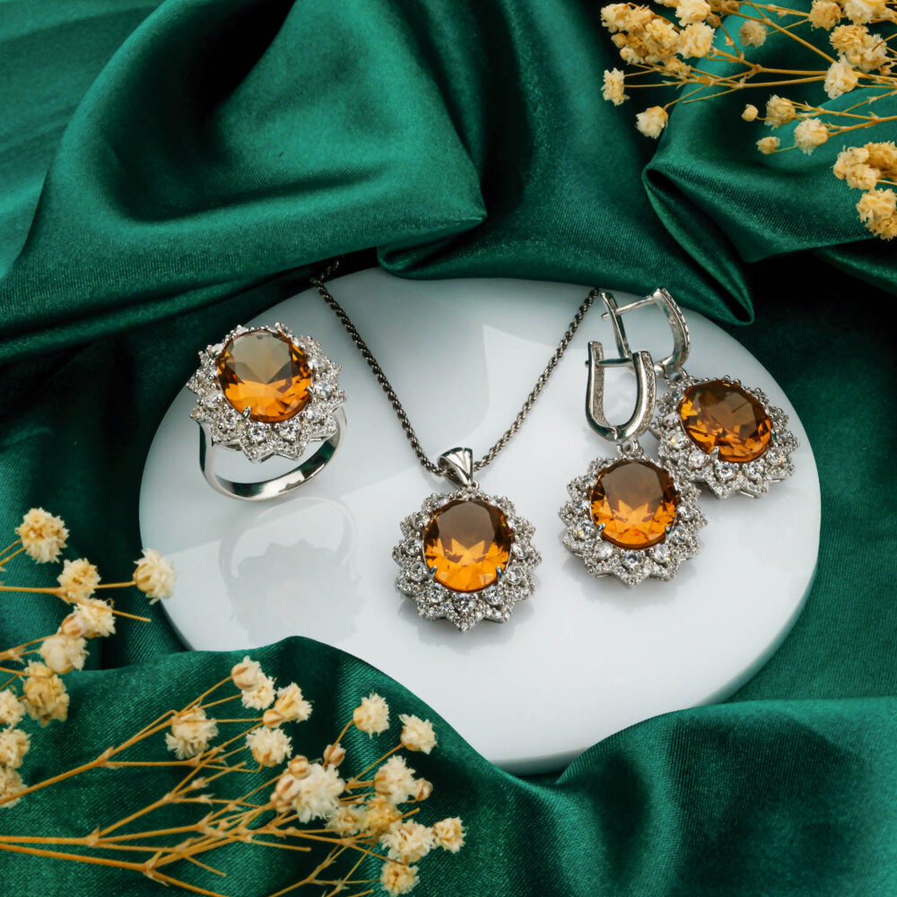 Zültanit Taşlı 925 Ayar Gümüş Bayan Set