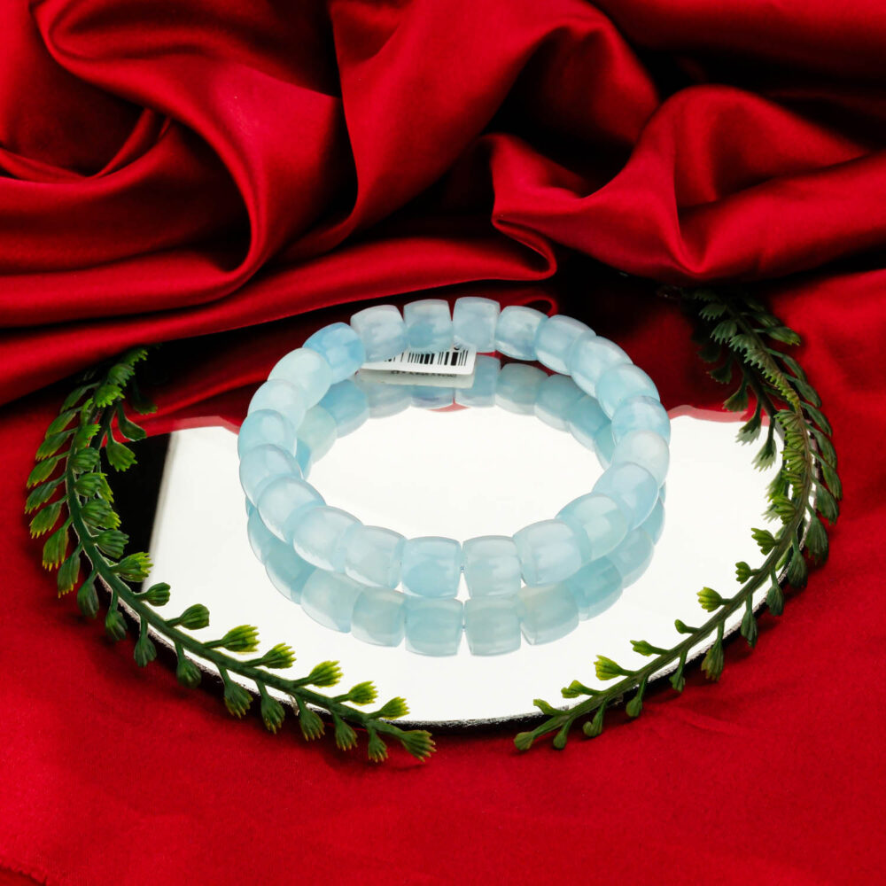 5A+ Kalite Kesimli Akuamarin Doğal Taş Bileklik (9-10mm)