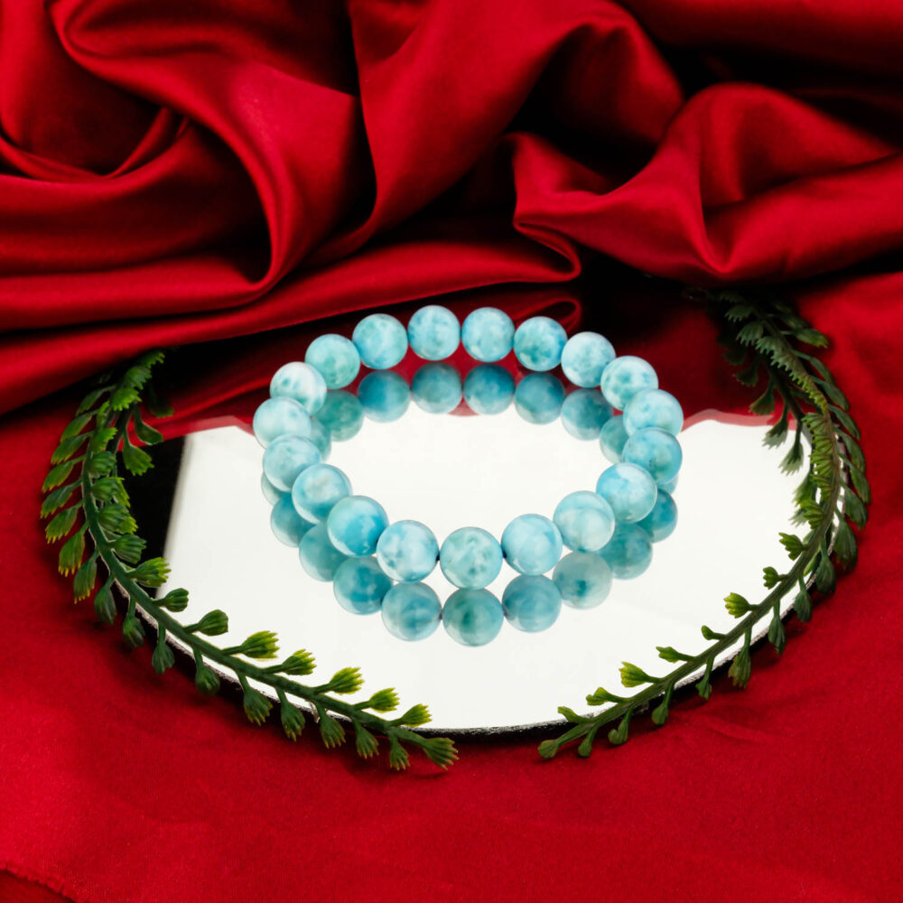 6A+ Kalite Larimar Doğal Taş Bileklik (10-11mm)
