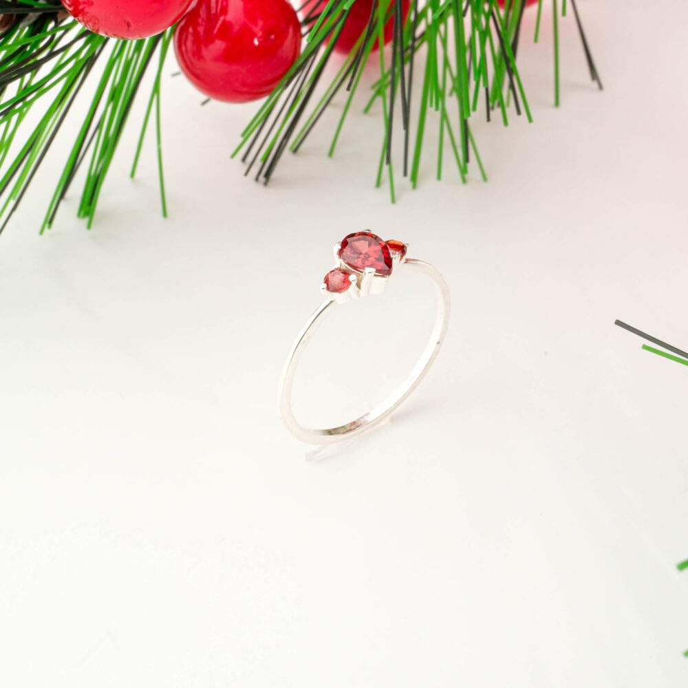 Garnet (Lal) Taşı 925 Ayar Gümüş Tasarım Bayan Yüzük