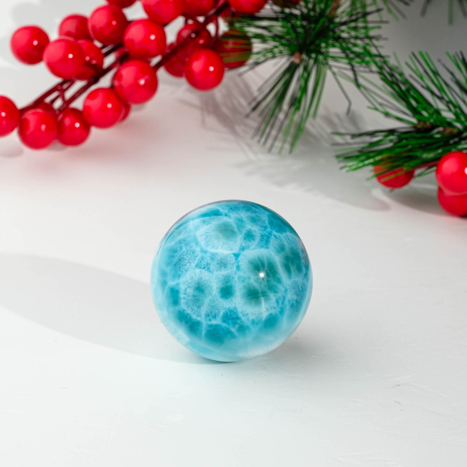 Orijinal Özel Kalite Larimar (Atlantis) Taşı Küre - Konya Doğal