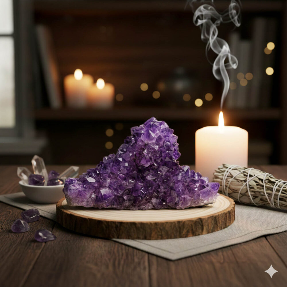 Orijinal Ametist Doğal Taş Kaktüs Oluşum Ham Parça