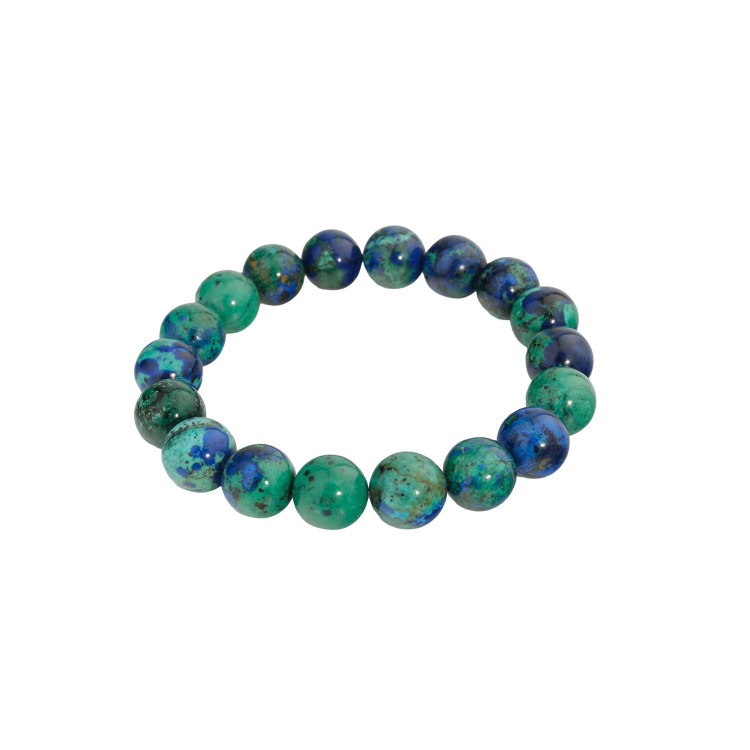 6a-kwaliteit-azuriet-malachiet-natuursteen-armband-11mm 6A+ quality azurite malachite natural stone beaded bracelet with 11-12mm blue and green patterns.