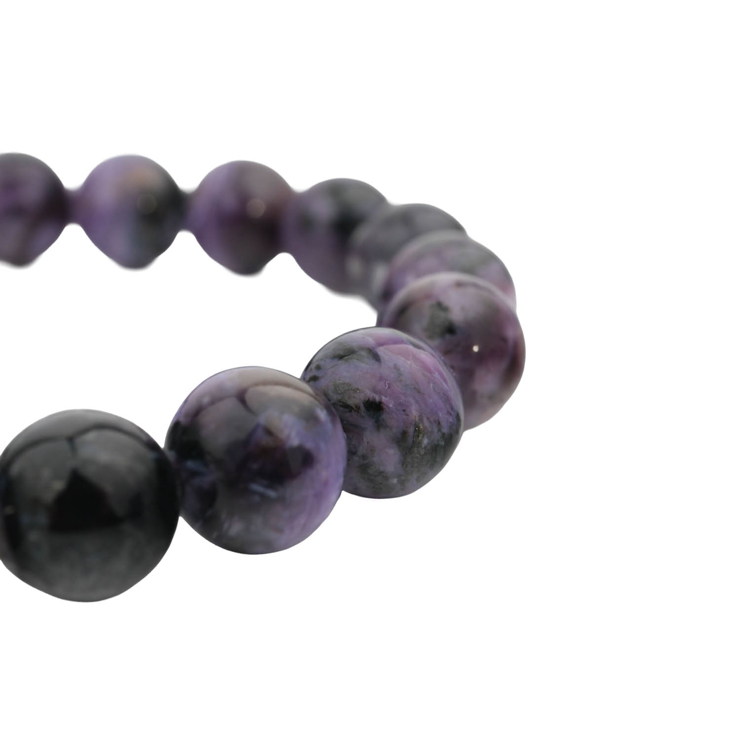 سوار-رولكس-حجر-طبيعي-تشارويت-جودة-5a Flexibles Natursteinarmband aus runden, glatten, lila gemaserten Charoit-Perlen in 5A+ Qualitaet.