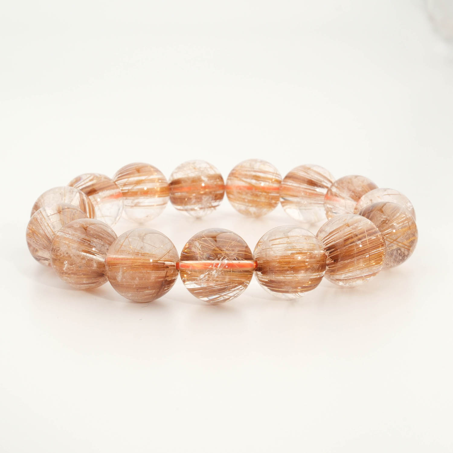 bracelet-pierre-quartz-rutile-cuivre-or-naturelle-10a-vip-rondes-14mm Bracciale di design di lusso ornato con sfere da 14,54-14,56mm di gemma di quarzo rutilato rame oro originale 10A+ VIP con certificato.