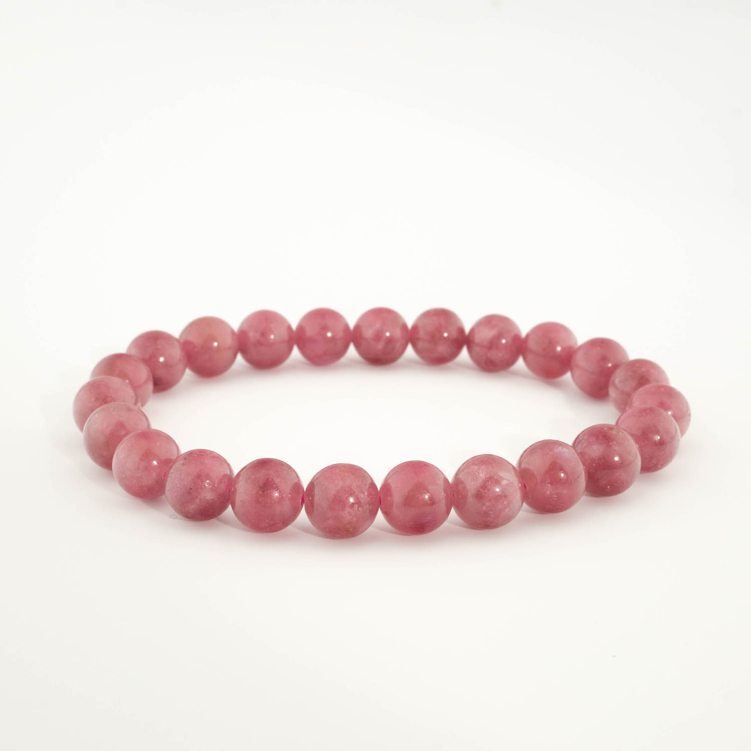 bracelet-pierre-tourmaline-rose-naturelle-rondes Bracciale di design ornato con sfere da 8-9mm di gema di tormalina rosa naturale originale con sfumature rosa.