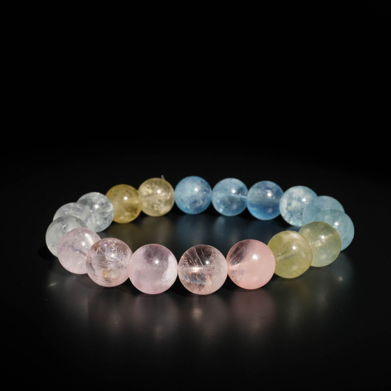 morganit-rosa-11-12mm-naturstein-rundperlen-schmuck-armband سوار راقٍ مرصع بحجر المورغانيت الطبيعي الأصلي درجة 7A+ خرز مستدير حجم ١١-١٢ مم.
