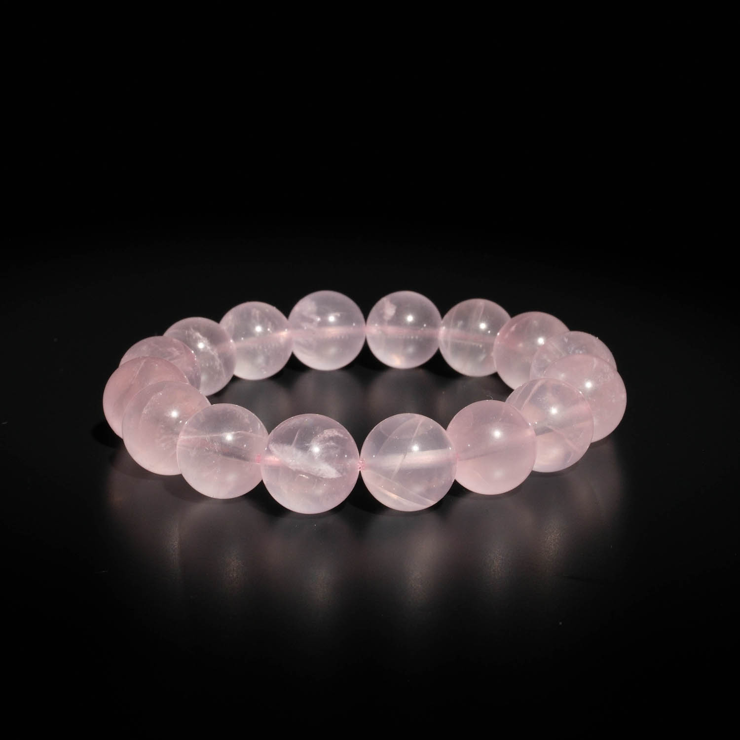 orijinal-6a-kalite-13-14mm-pembe-kuvars-dogal-tas-kure-kesim-bileklik سوار نسائي أنيق مرصع بحجر الكوارتز الوردي الطبيعي الأصلي درجة 6A+ خرز مستدير حجم ١٣-١٤ مم.