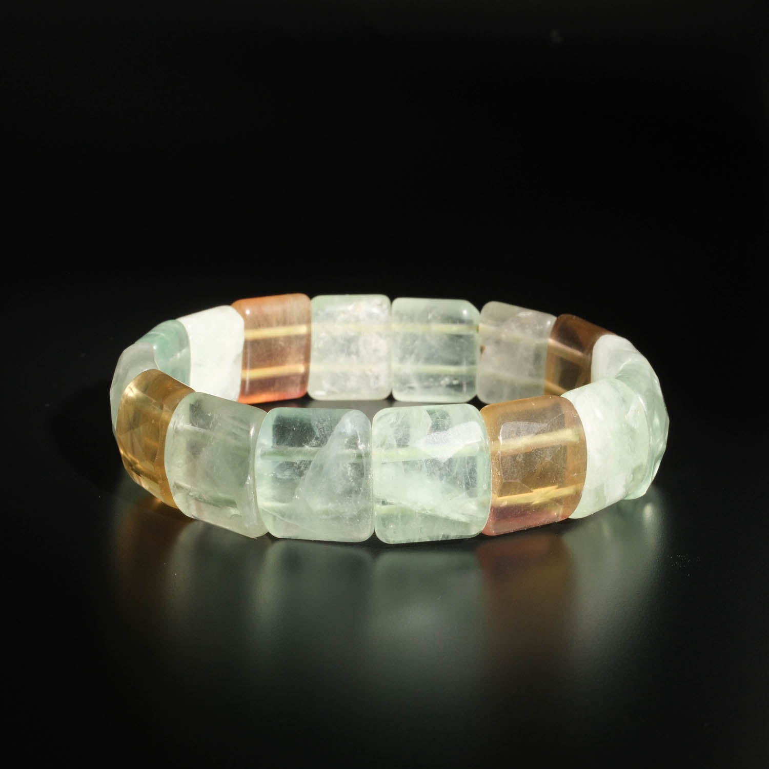 orijinal-florit-dogal-tas-rolex-kesim-bileklik Pulsera de diseño para hombre ve mujer adornada con piezas rectangulares de gema de fluorita natural original estilo rolex.