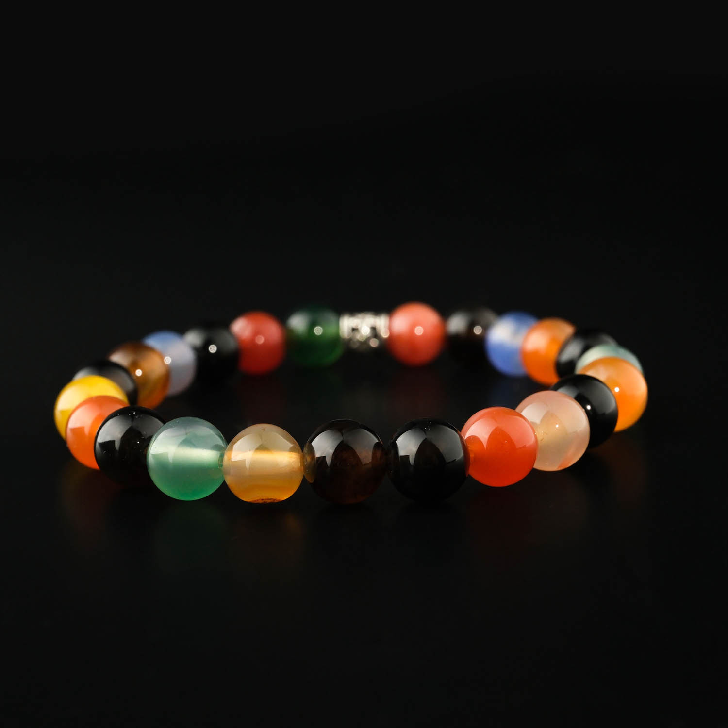 pulsera-piedra-natural-agata-de-colores-lujo-8mm Pulsera de diseño de lujo con cuentas redondas de piedra natural de ágata de colores de 8 mm.