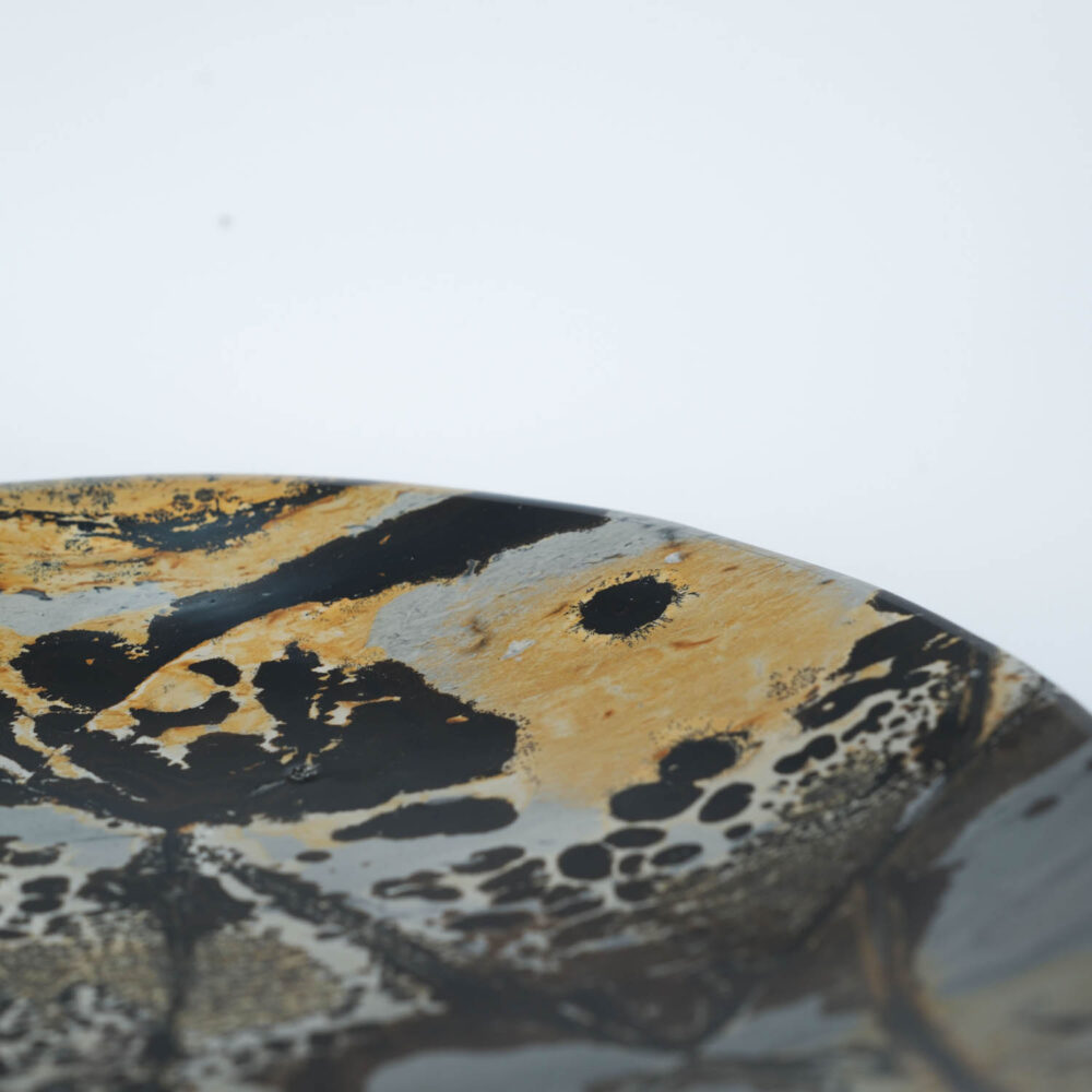 An authentic natural picture jasper gemstone hand-carved polished decorative display plate 20cm.